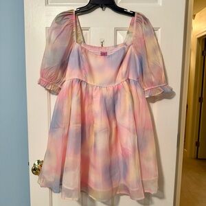 Francesca’s Pastel Watercolor Babydoll Dress